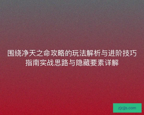 围绕净天之命攻略的玩法解析与进阶技巧指南实战思路与隐藏要素详解