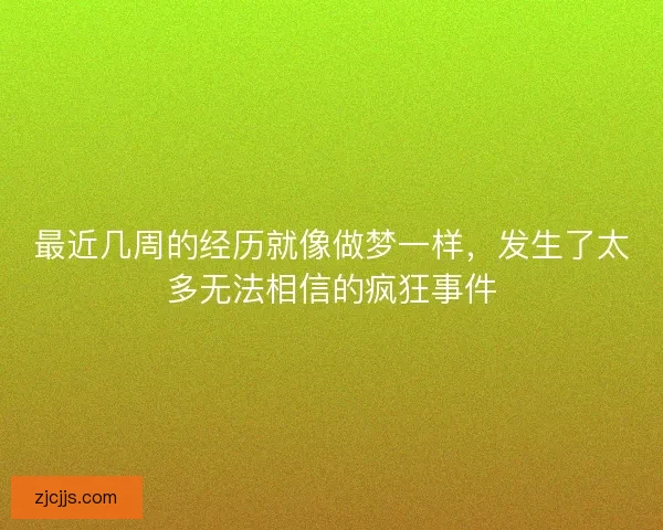最近几周的经历就像做梦一样，发生了太多无法相信的疯狂事件